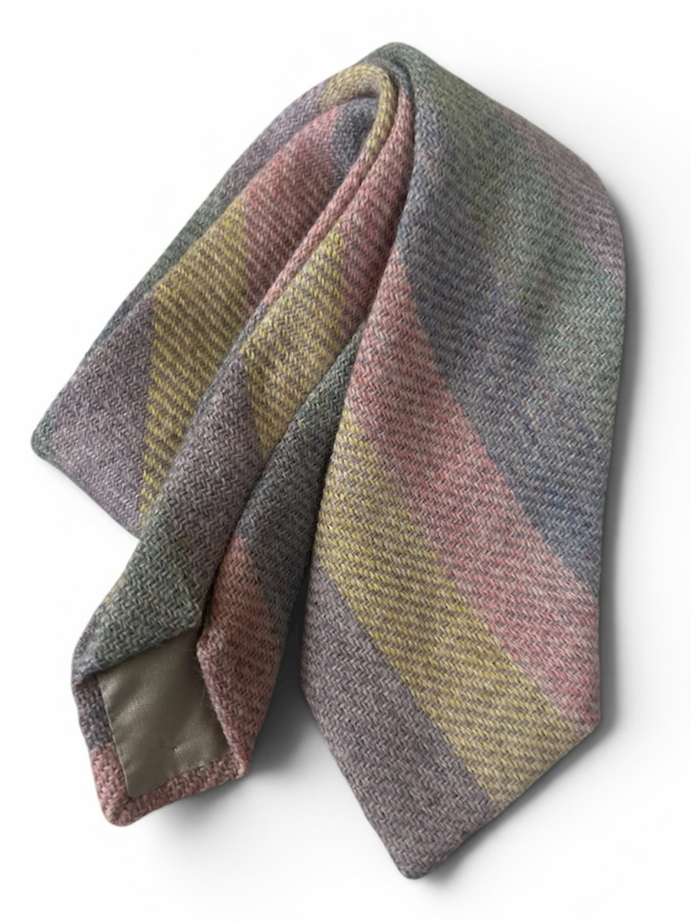 Churchill handwoven Striped Wool Blend Tie in Muted Pink, Yellow & Gray
